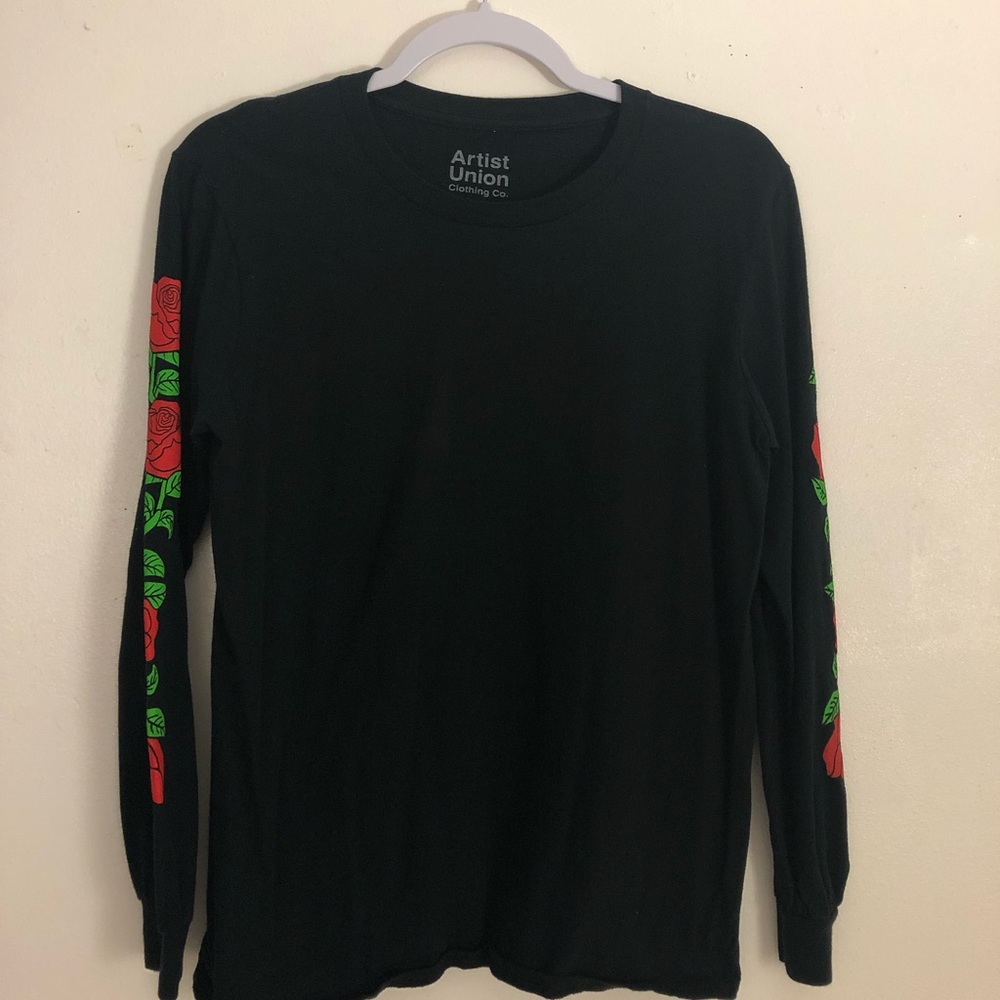 Black Long Sleeve Rose Shirt